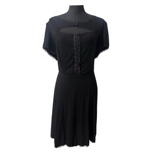 Black Alt Witchy Emo Cottage Goth Lolita Lace Trim Mini Dress Hot Topic Size 3X